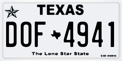 TX license plate DOF4941