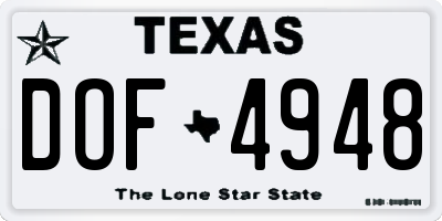 TX license plate DOF4948