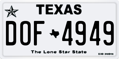 TX license plate DOF4949