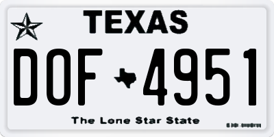 TX license plate DOF4951