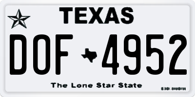 TX license plate DOF4952