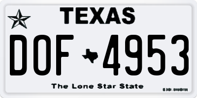 TX license plate DOF4953