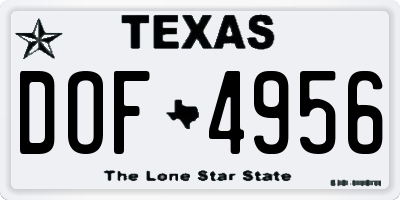 TX license plate DOF4956