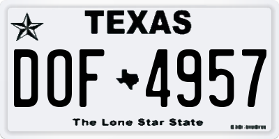 TX license plate DOF4957