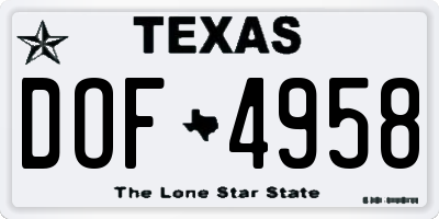 TX license plate DOF4958