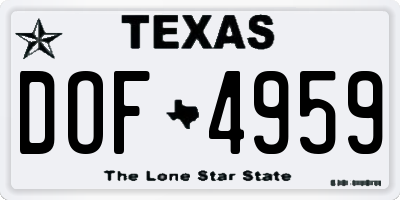 TX license plate DOF4959