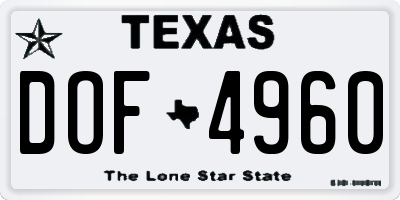 TX license plate DOF4960