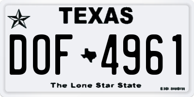 TX license plate DOF4961