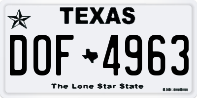 TX license plate DOF4963