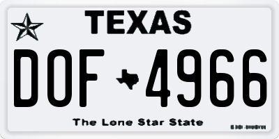 TX license plate DOF4966