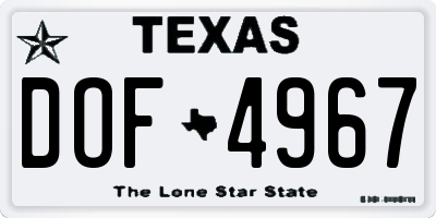TX license plate DOF4967