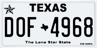 TX license plate DOF4968