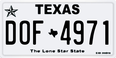 TX license plate DOF4971