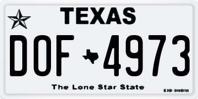 TX license plate DOF4973
