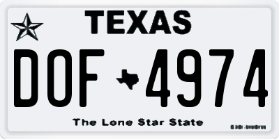 TX license plate DOF4974