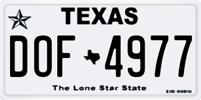 TX license plate DOF4977