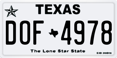 TX license plate DOF4978
