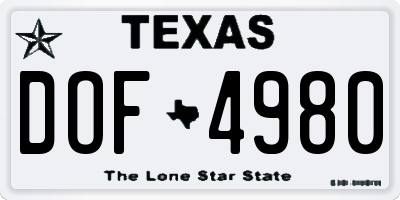 TX license plate DOF4980