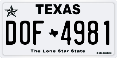 TX license plate DOF4981