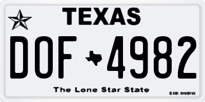 TX license plate DOF4982