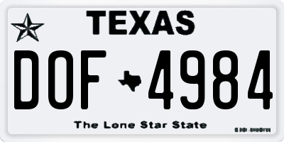 TX license plate DOF4984