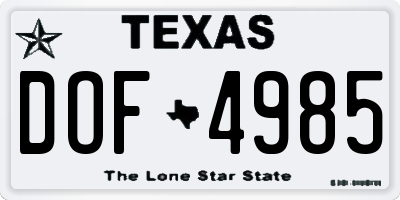 TX license plate DOF4985