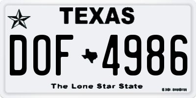 TX license plate DOF4986