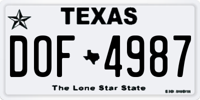 TX license plate DOF4987