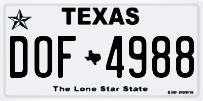 TX license plate DOF4988