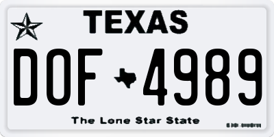 TX license plate DOF4989