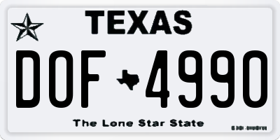 TX license plate DOF4990