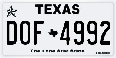 TX license plate DOF4992