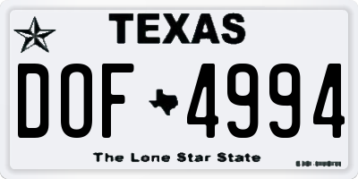 TX license plate DOF4994