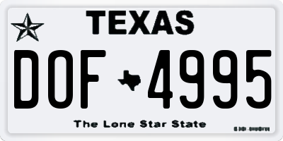 TX license plate DOF4995