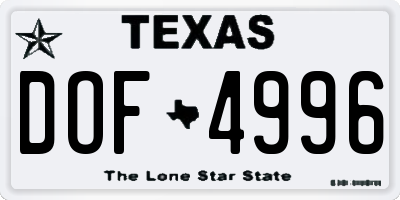 TX license plate DOF4996