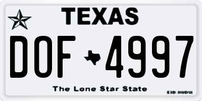 TX license plate DOF4997
