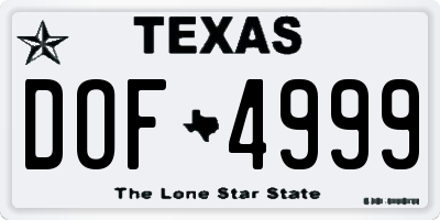 TX license plate DOF4999