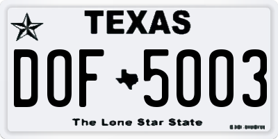 TX license plate DOF5003