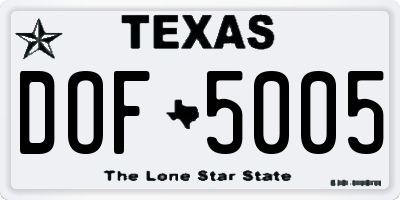 TX license plate DOF5005