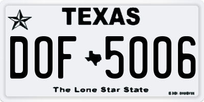 TX license plate DOF5006