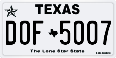 TX license plate DOF5007