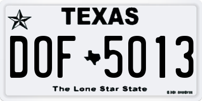 TX license plate DOF5013