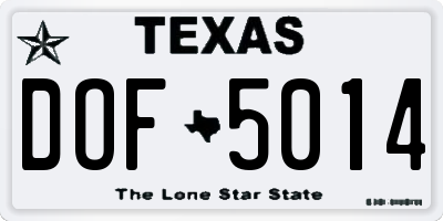TX license plate DOF5014