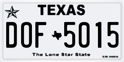 TX license plate DOF5015