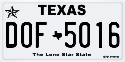 TX license plate DOF5016