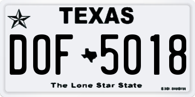 TX license plate DOF5018