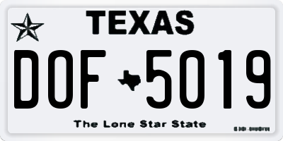 TX license plate DOF5019