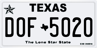 TX license plate DOF5020