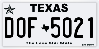TX license plate DOF5021