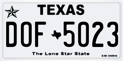 TX license plate DOF5023